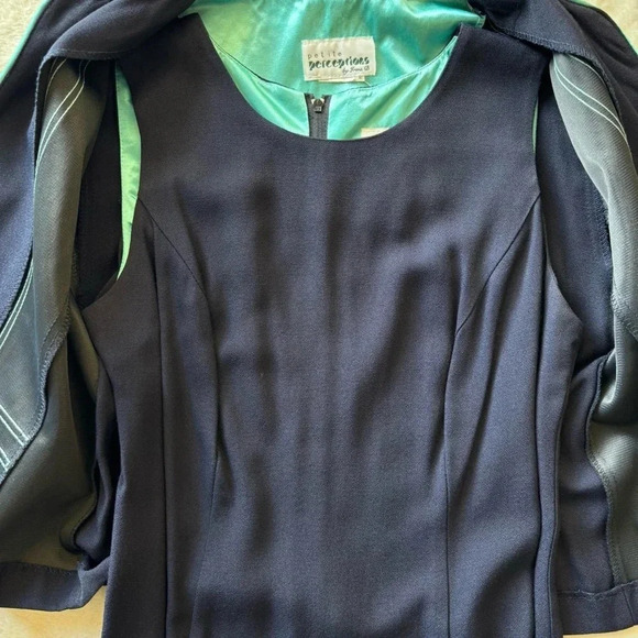 Vintage 80s 90s 2 Piece Dress Suit Set Office Blazer Jacket Dress Set - Picture 5 of 16